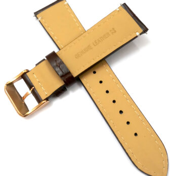 22mm Genuine Leather Dark Brown Watch Band Strap for Men and Women | Comfortable and Durable Material | Rose Buckle-N1