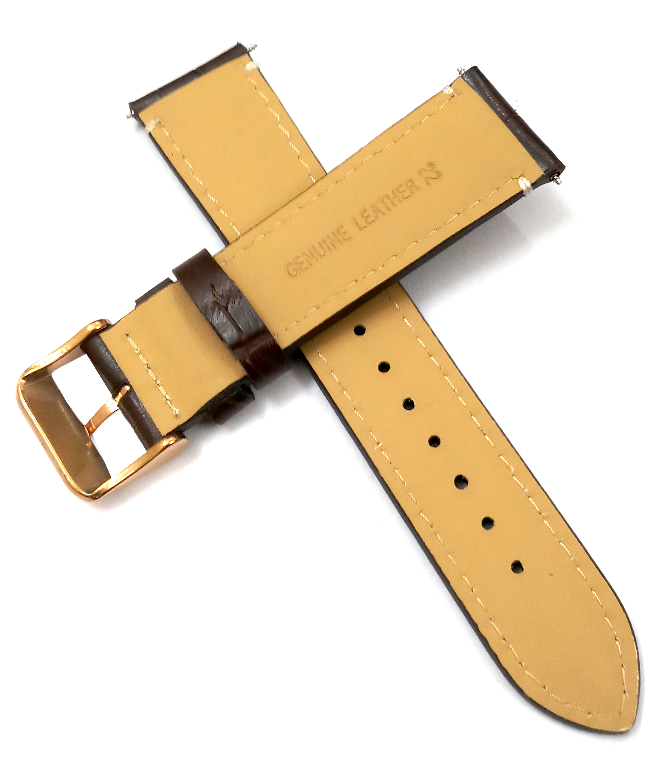 22mm Genuine Leather Dark Brown Watch Band Strap for Men and Women | Comfortable and Durable Material | Rose Buckle-N1 - Image 2