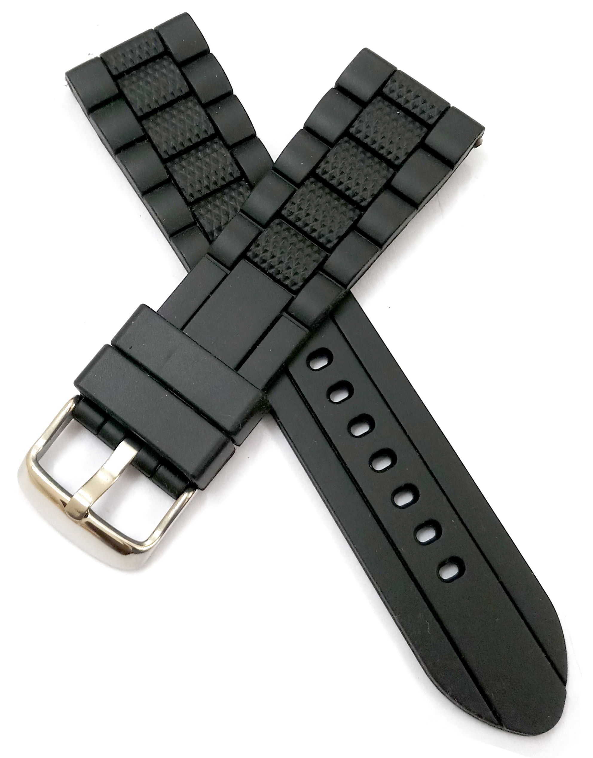 23mm Silicone Rubbber Black Watch Band Strap for Men and Women | Comfortable and Durable Material | Silver Buckle-A1 - Image 4