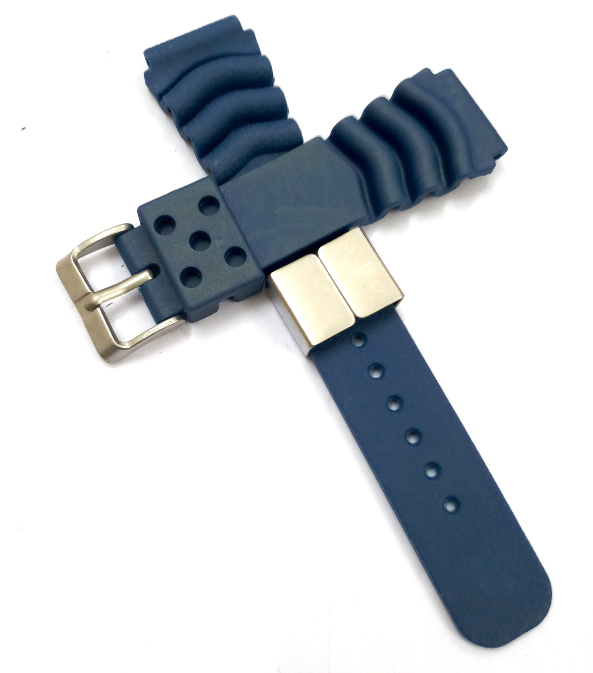 22mm Silicone Rubbber Blue Watch Band Strap for Men and Women | Comfortable and Durable Material | Silver Buckle-S1