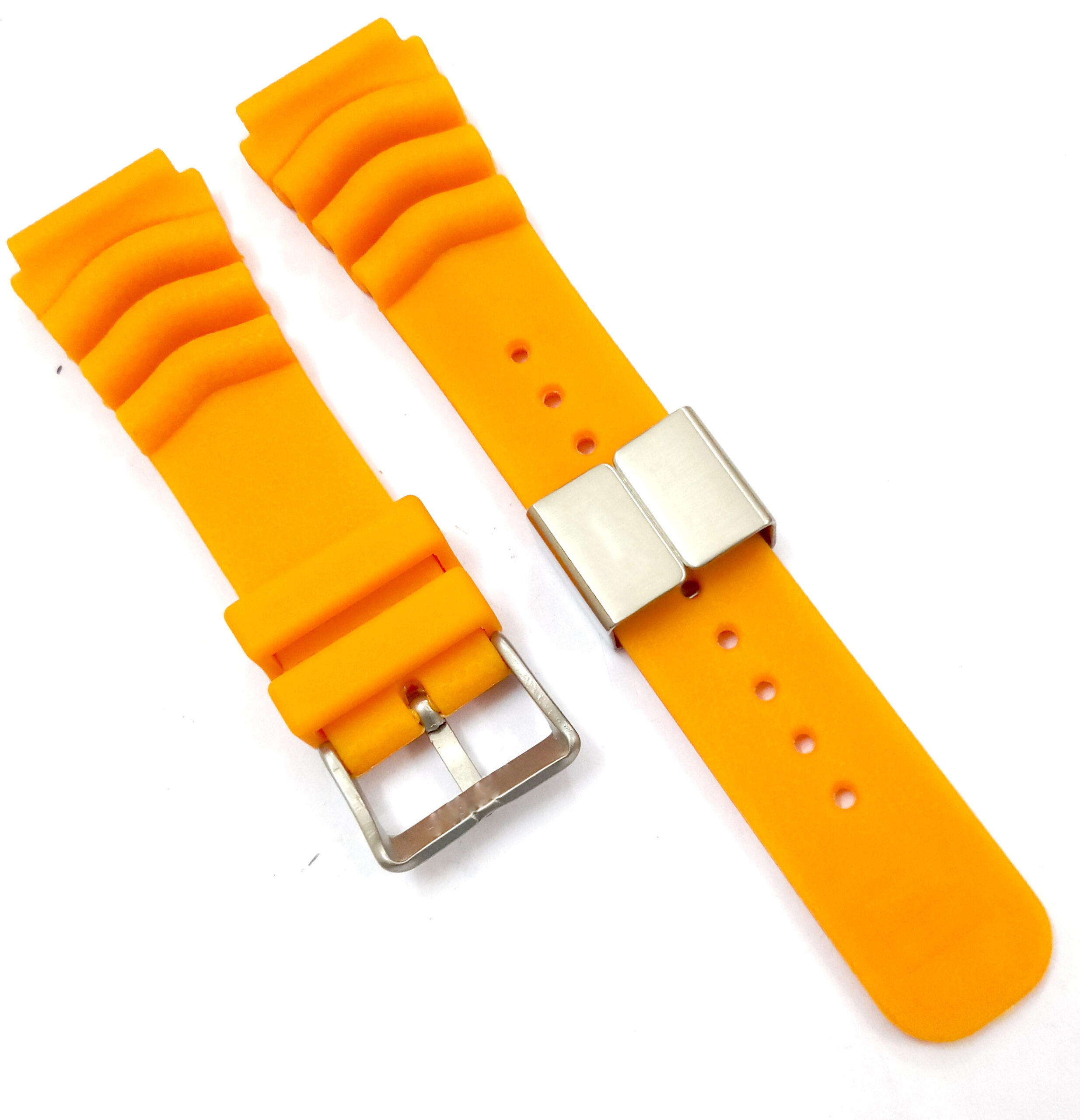 22mm Silicone Rubbber Orange Watch Band Strap for Men and Women | Comfortable and Durable Material | Silver Buckle-S2 - Image 3