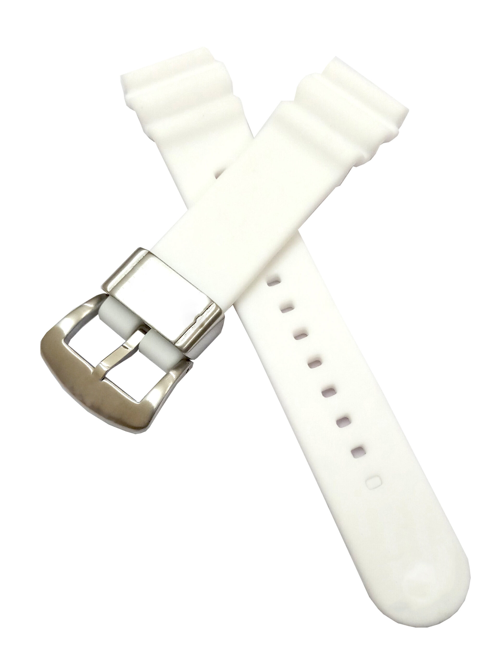 22mm Silicone Rubber White Watch Band Strap For Men and Women | Comfortable and Durable Material | Silver Buckle-S6 - Image 2