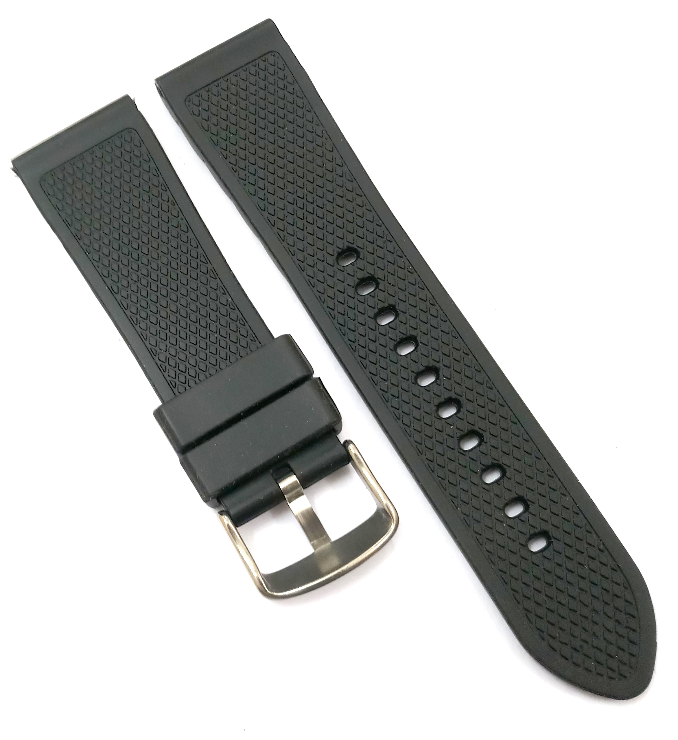 23mm Silicone Rubbber Black Watch Band Strap for Men and Women | Comfortable and Durable Material | Silver Buckle-A1 - Image 5