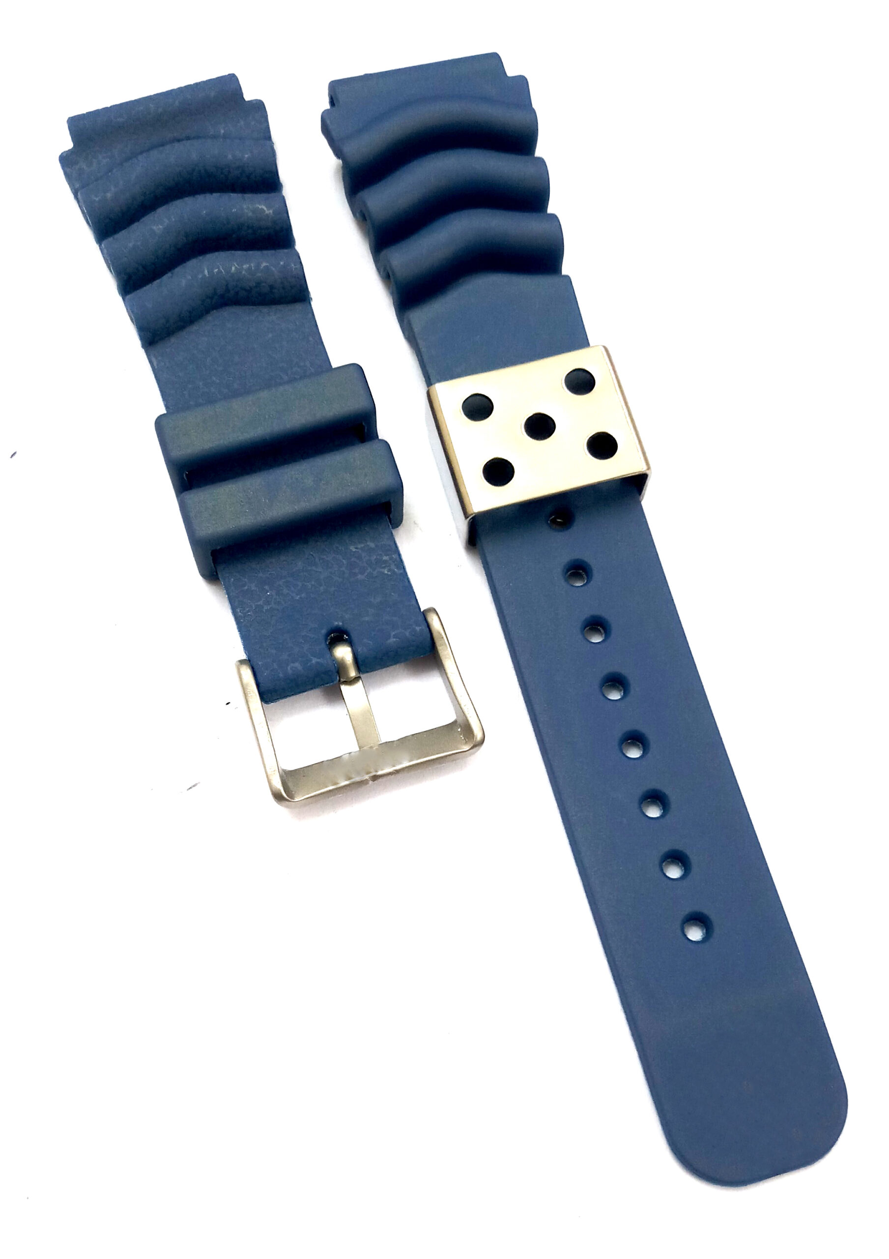 22mm Silicone Rubbber Blue Watch Band Strap for Men and Women | Comfortable and Durable Material | Silver Buckle-S1 - Image 4