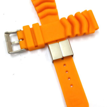 22mm Silicone Rubbber Orange Watch Band Strap for Men and Women | Comfortable and Durable Material | Silver Buckle-S2