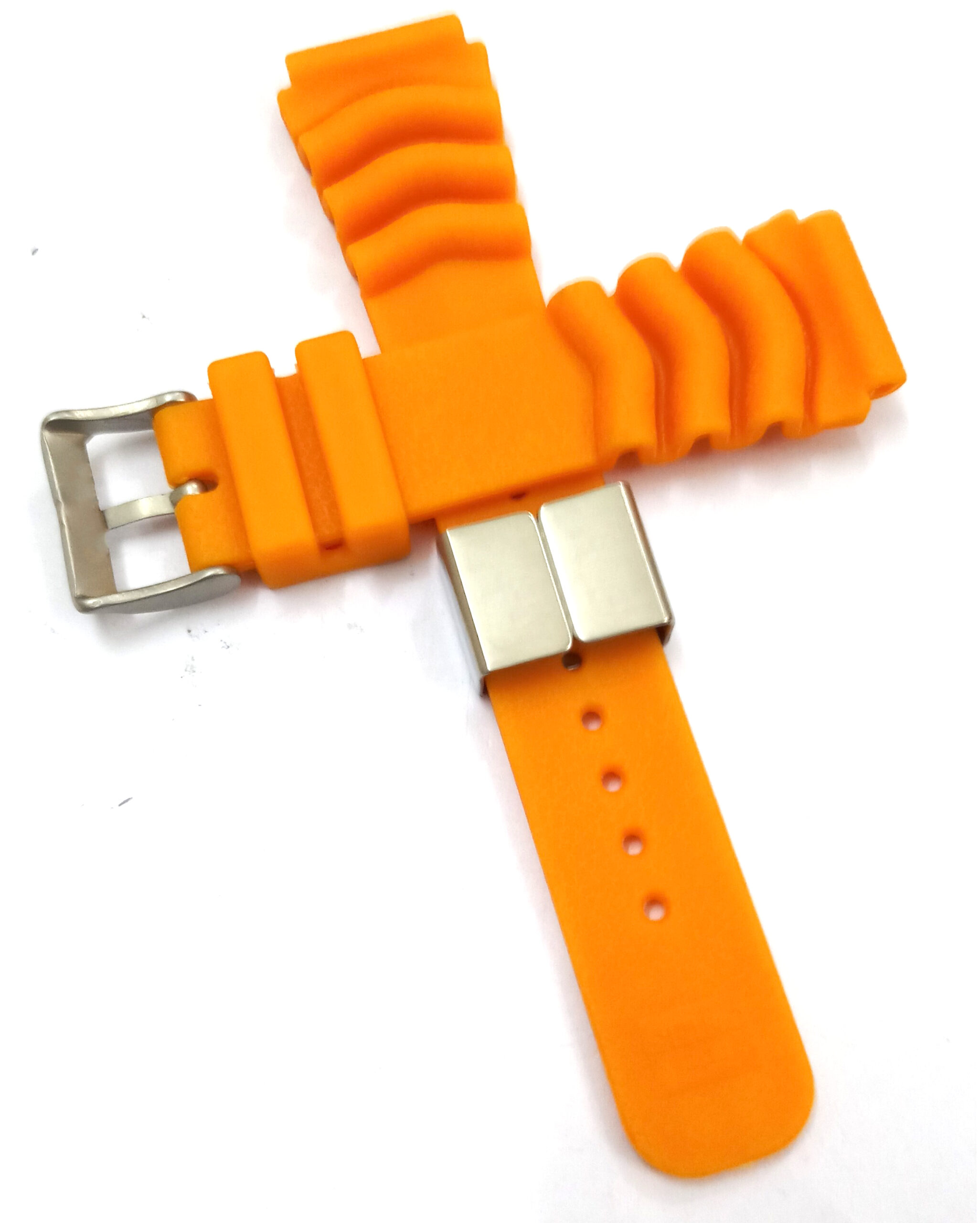 22mm Silicone Rubbber Orange Watch Band Strap for Men and Women | Comfortable and Durable Material | Silver Buckle-S2 - Image 2