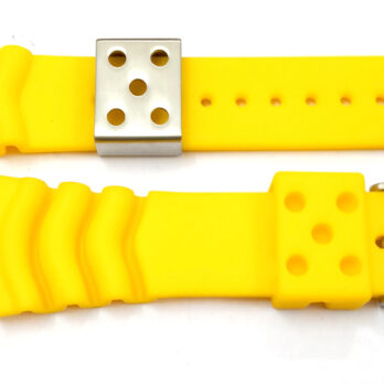 22mm Silicone Rubbber Yellow Watch Band Strap for Men and Women | Comfortable and Durable Material | Silver Buckle-S5