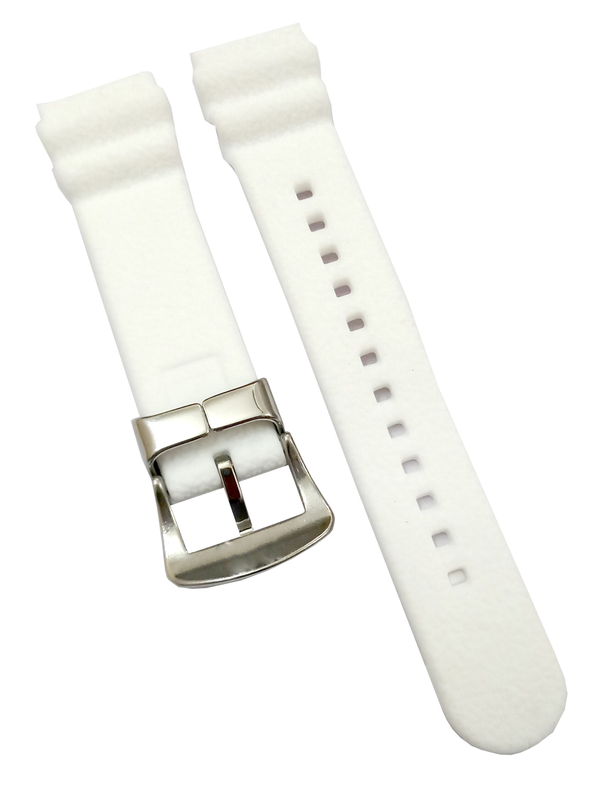 22mm Silicone Rubber White Watch Band Strap For Men and Women | Comfortable and Durable Material | Silver Buckle-S6 - Image 3