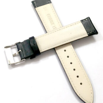 28mm Genuine Leather Black Watch Band Strap for Men and Women | Comfortable and Durable Material | Silver Buckle-N1