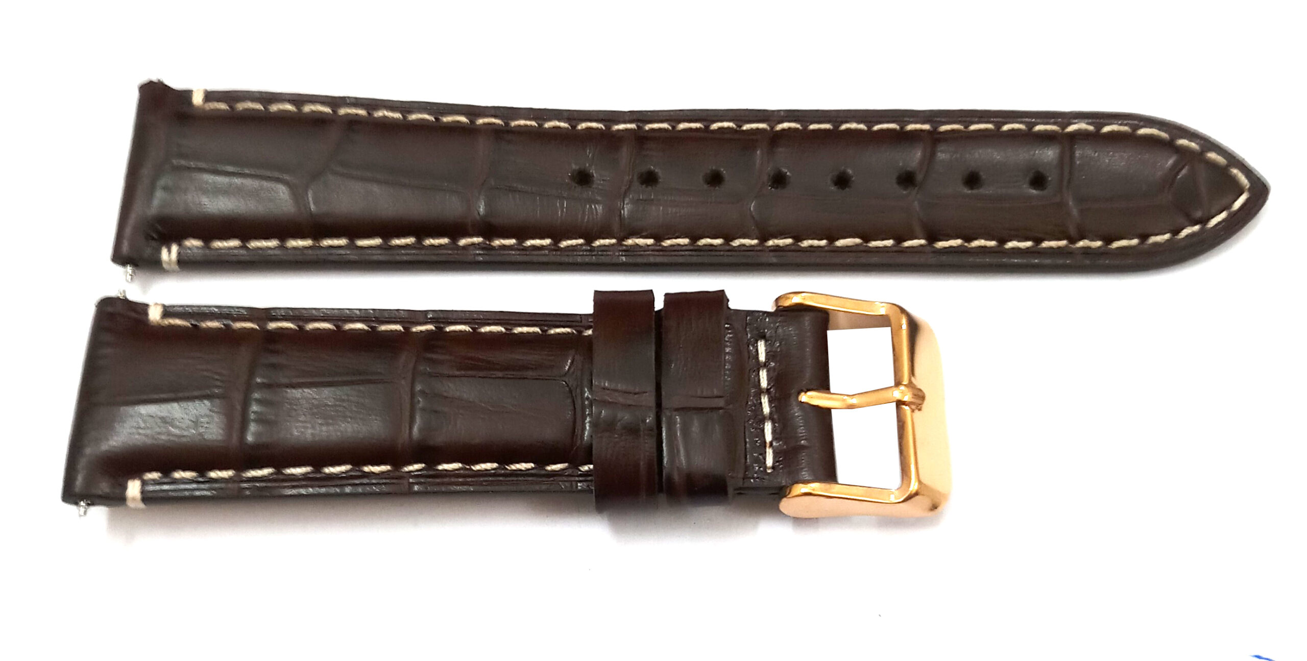 22mm Genuine Leather Dark Brown Watch Band Strap for Men and Women | Comfortable and Durable Material | Rose Buckle-N1 - Image 3