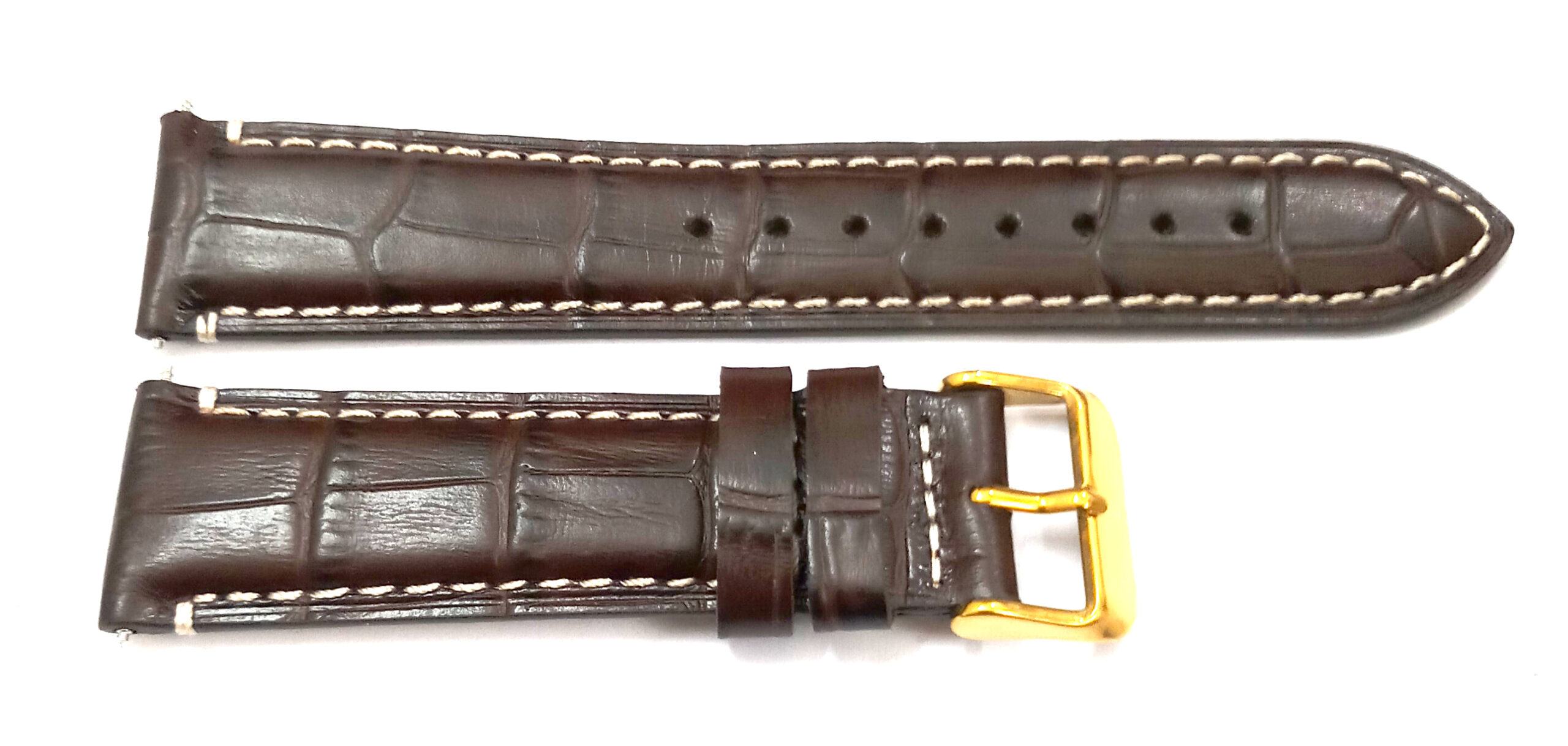 22mm Genuine Leather Dark Brown Watch Band Strap for Men and Women | Comfortable and Durable Material | Golden Buckle-N1 - Image 4