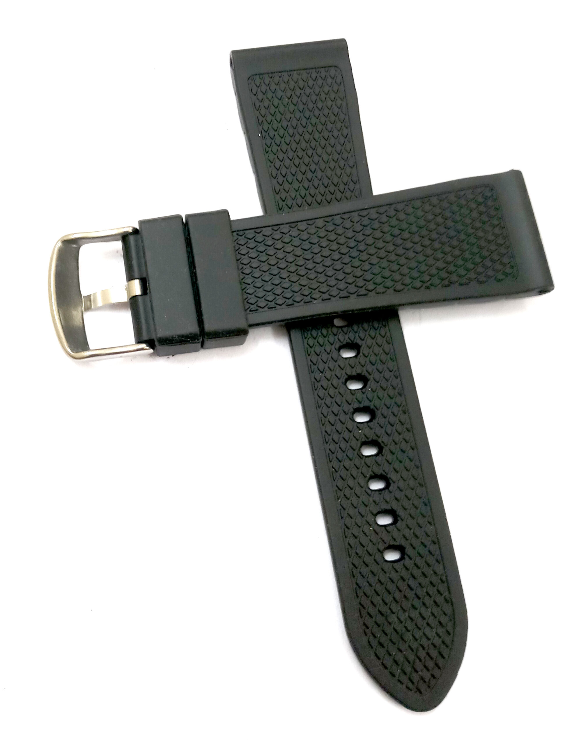 23mm Silicone Rubbber Black Watch Band Strap for Men and Women | Comfortable and Durable Material | Silver Buckle-A1 - Image 3