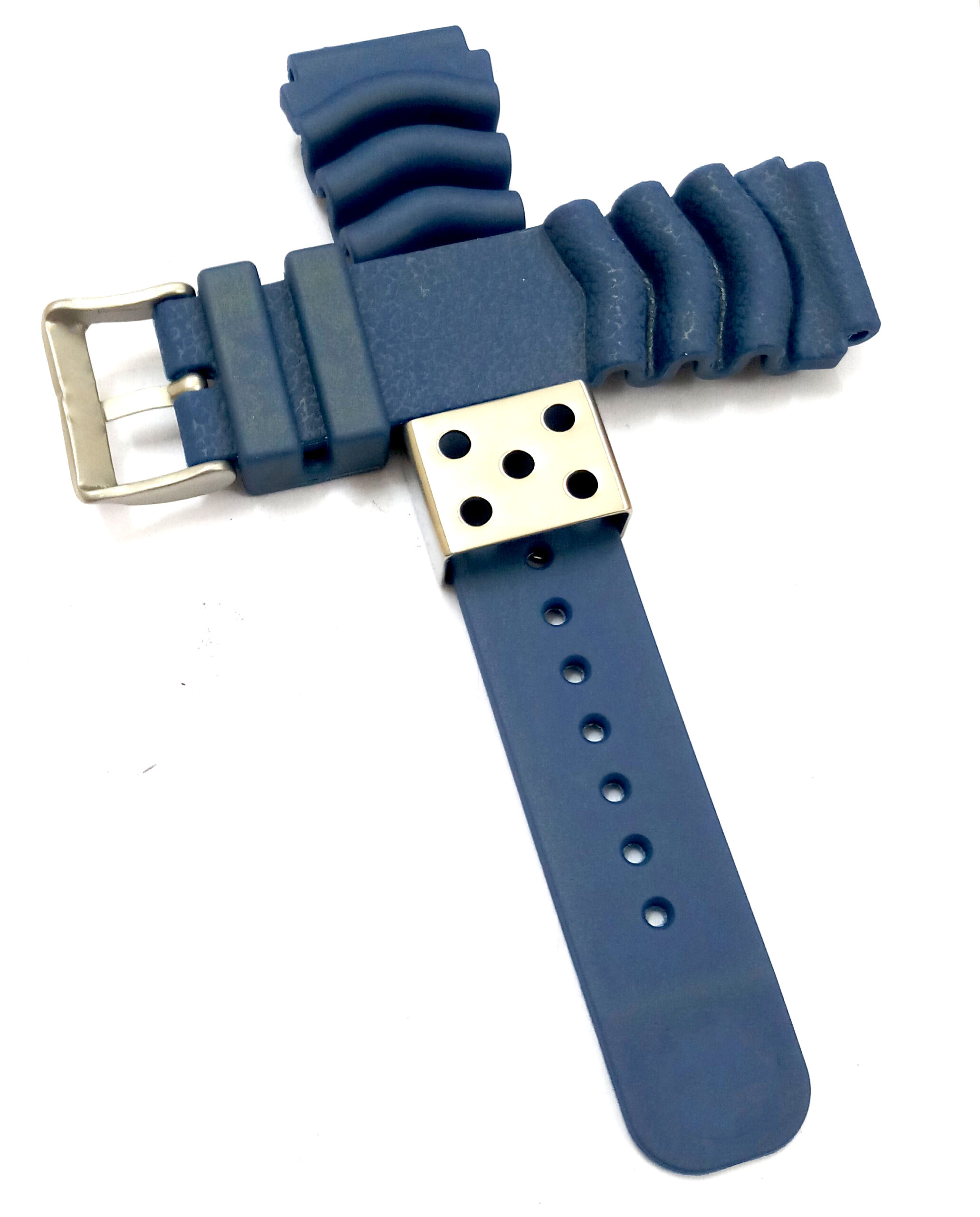 22mm Silicone Rubbber Blue Watch Band Strap for Men and Women | Comfortable and Durable Material | Silver Buckle-S1 - Image 3