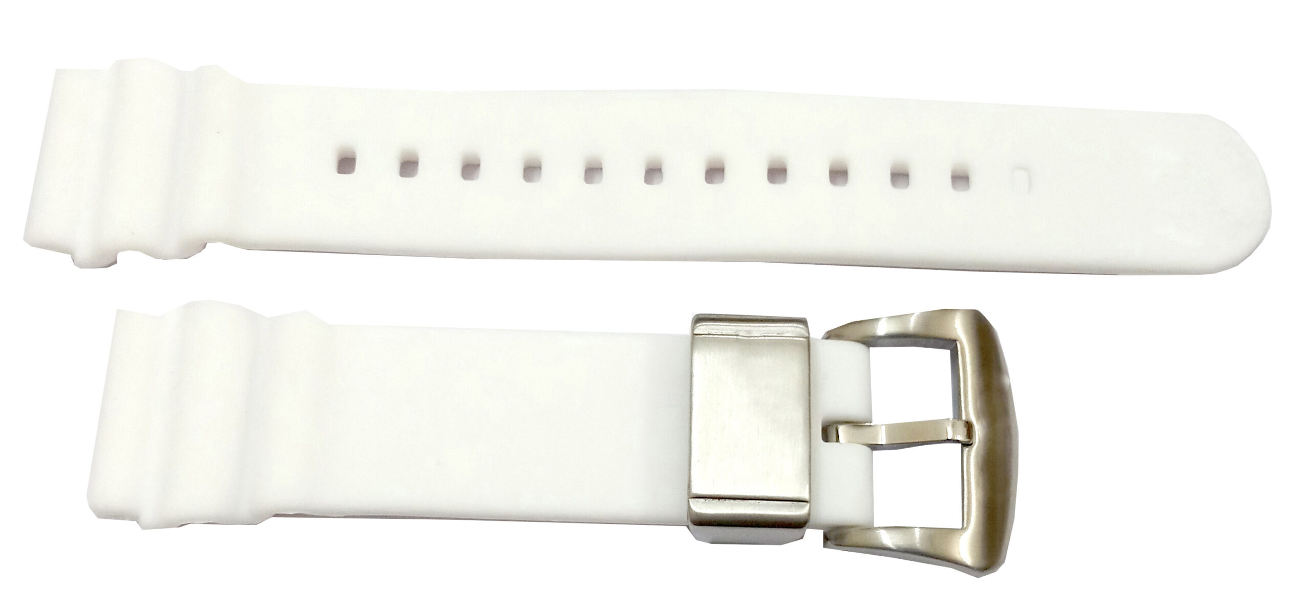 22mm Silicone Rubber White Watch Band Strap For Men and Women | Comfortable and Durable Material | Silver Buckle-S6 - Image 4