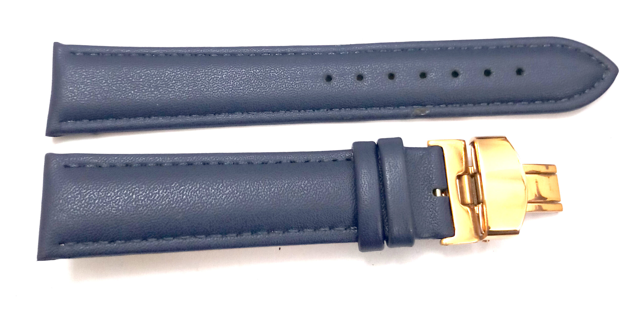 20mm Genuine Leather Blue Watch Band Strap for Men and Women | Comfortable and Durable Material | Deployment Rose Buckle-A2 - Image 4