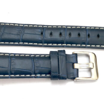 18mm Genuine Leather Blue Watch Band Strap for Men and Women | Comfortable and Durable Material | Deployment Silver Buckle-Z1