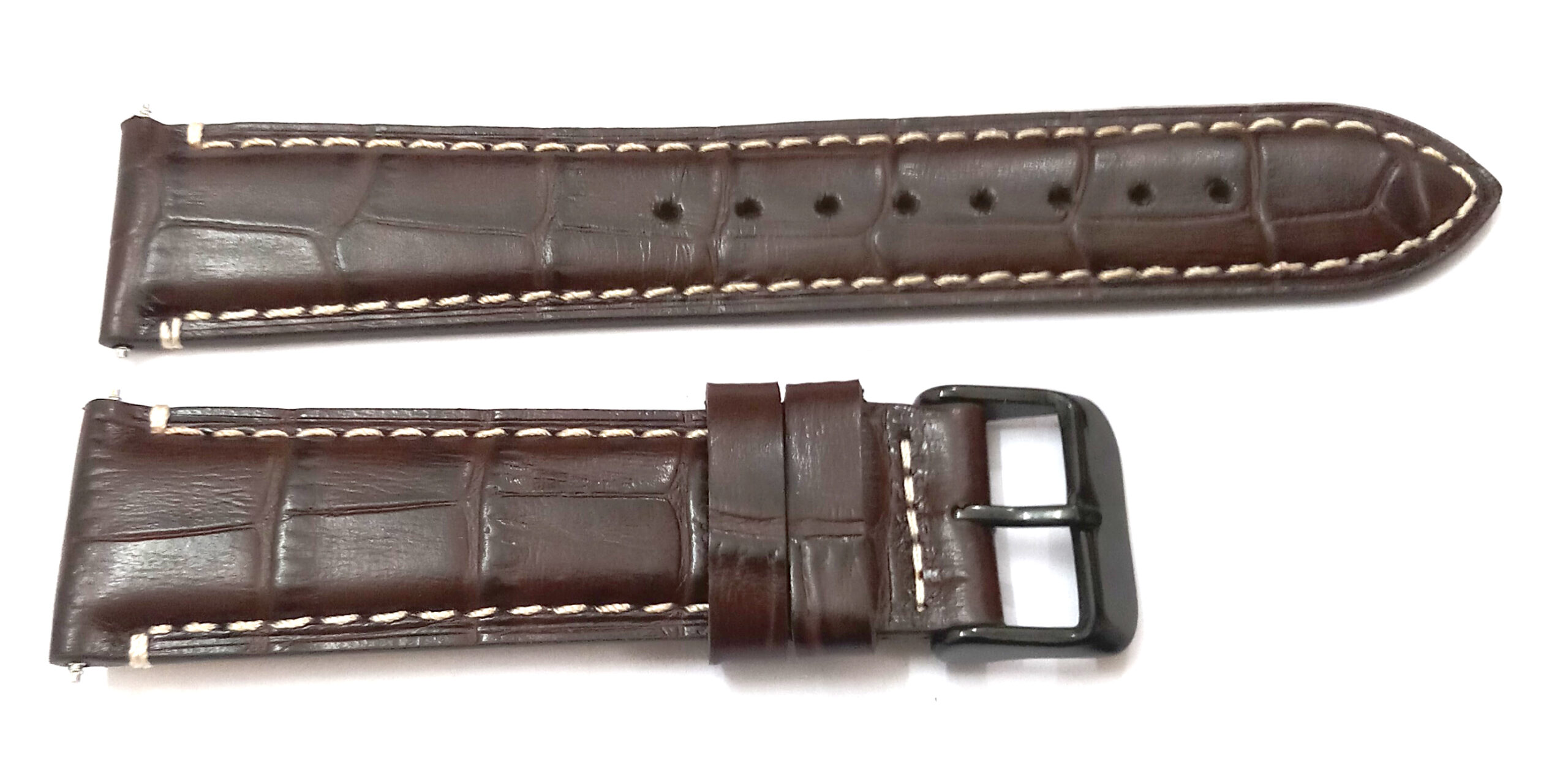22mm Genuine Leather Dark Brown Watch Band Strap for Men and Women | Comfortable and Durable Material | Black Buckle-N1 - Image 4