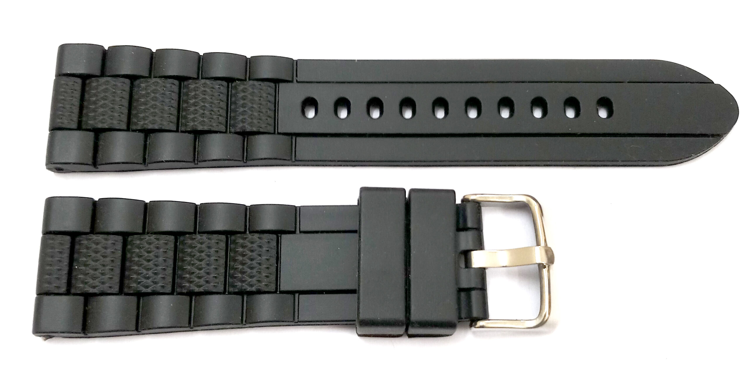 23mm Silicone Rubbber Black Watch Band Strap for Men and Women | Comfortable and Durable Material | Silver Buckle-A1 - Image 6