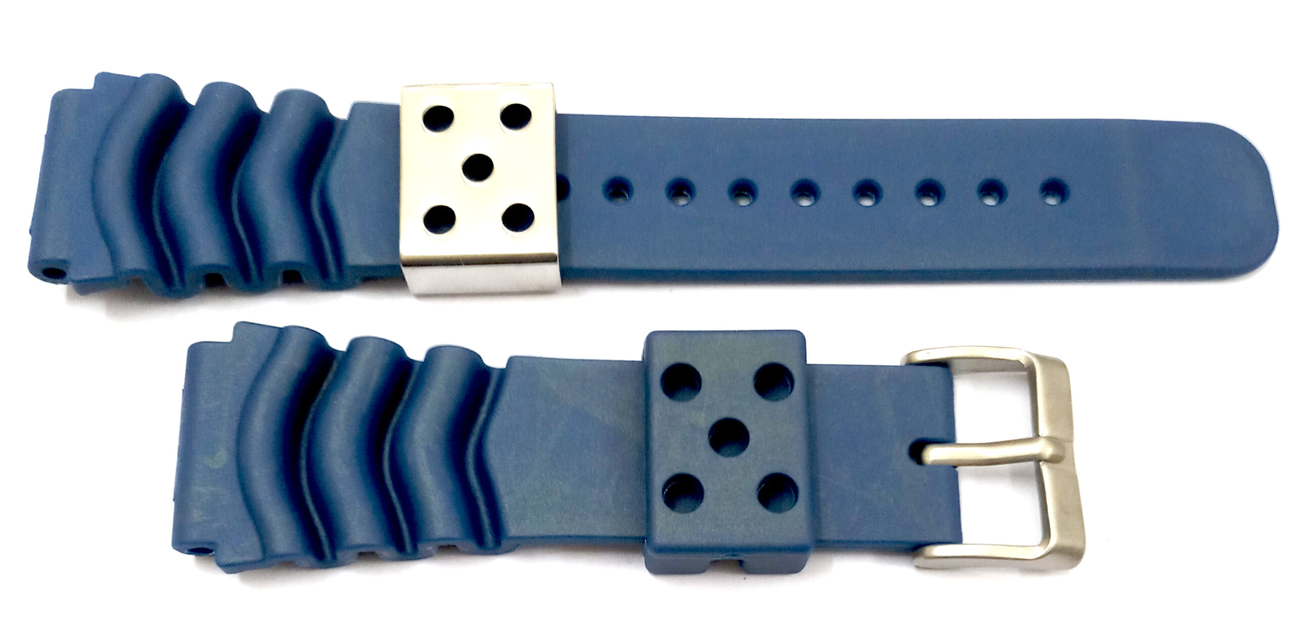 22mm Silicone Rubbber Blue Watch Band Strap for Men and Women | Comfortable and Durable Material | Silver Buckle-S1 - Image 2