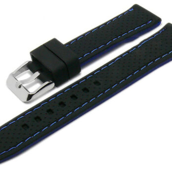 18mm 20mm 22mm 24mm Silicone Rubber Black Watch Band Strap With Silver Buckle