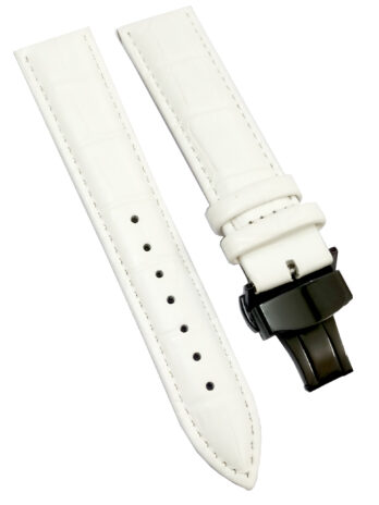 18mm 20mm 22mm 24mm Genuine Leather White Deployment Buckle Clasp Watch Band Strap Black Golden Rose Silver Buckle