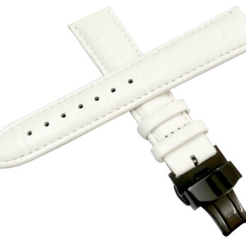 18mm 20mm 22mm 24mm Genuine Leather White Deployment Buckle Clasp Watch Band Strap Black Golden Rose Silver Buckle