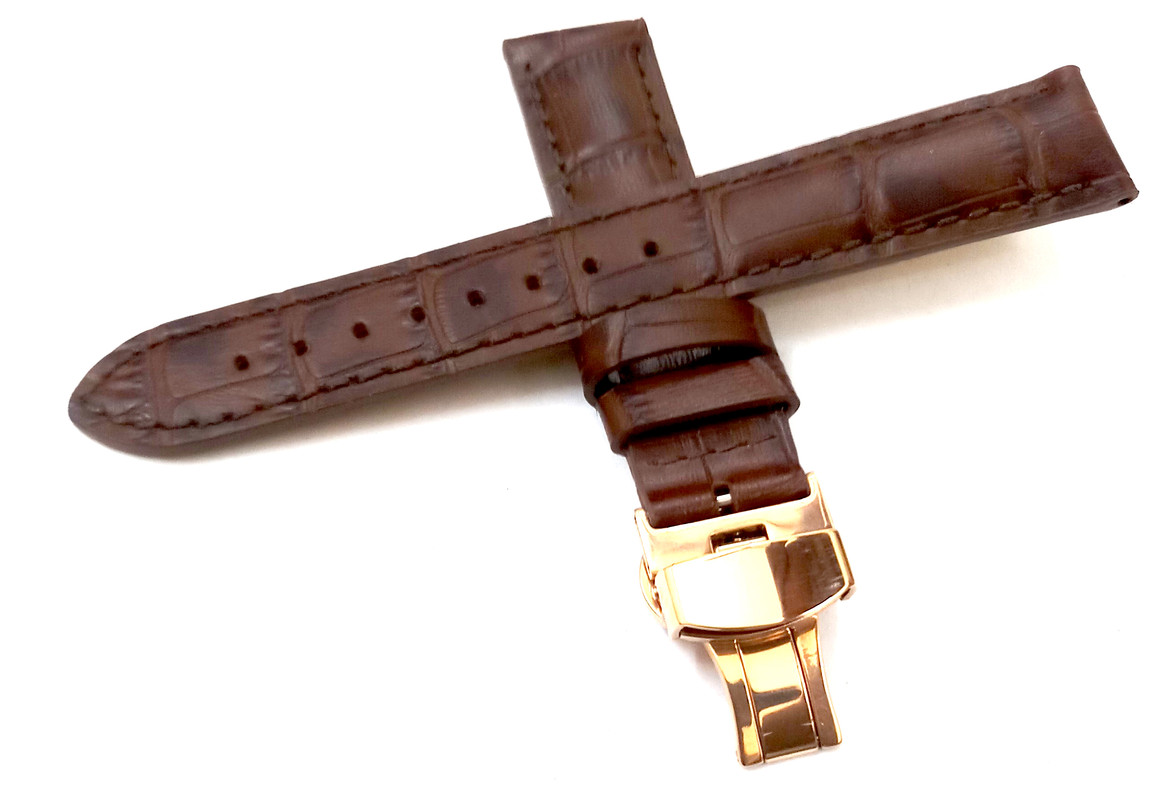 18mm 20mm 22mm 24mm Dark Brown Watch Band Strap With Deployment Buckle - Image 5