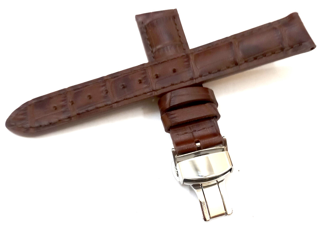18mm 20mm 22mm 24mm Dark Brown Watch Band Strap With Deployment Buckle - Image 3