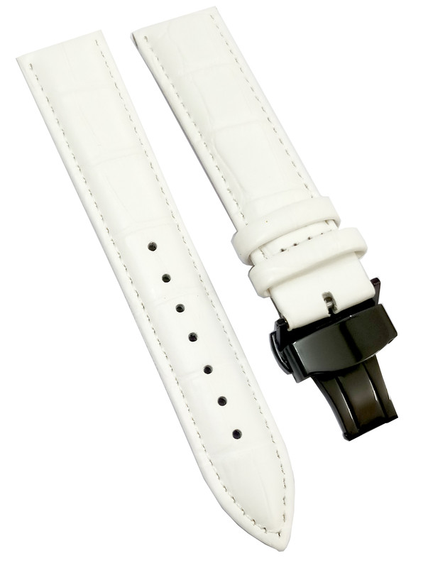 18mm 20mm 22mm 24mm White Watch Band Strap With Deployment Buckle - Image 2
