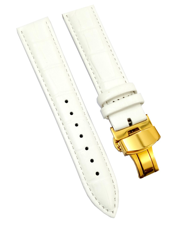 18mm 20mm 22mm 24mm White Watch Band Strap With Deployment Buckle - Image 4
