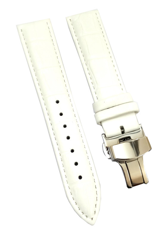 18mm 20mm 22mm 24mm White Watch Band Strap With Deployment Buckle - Image 3