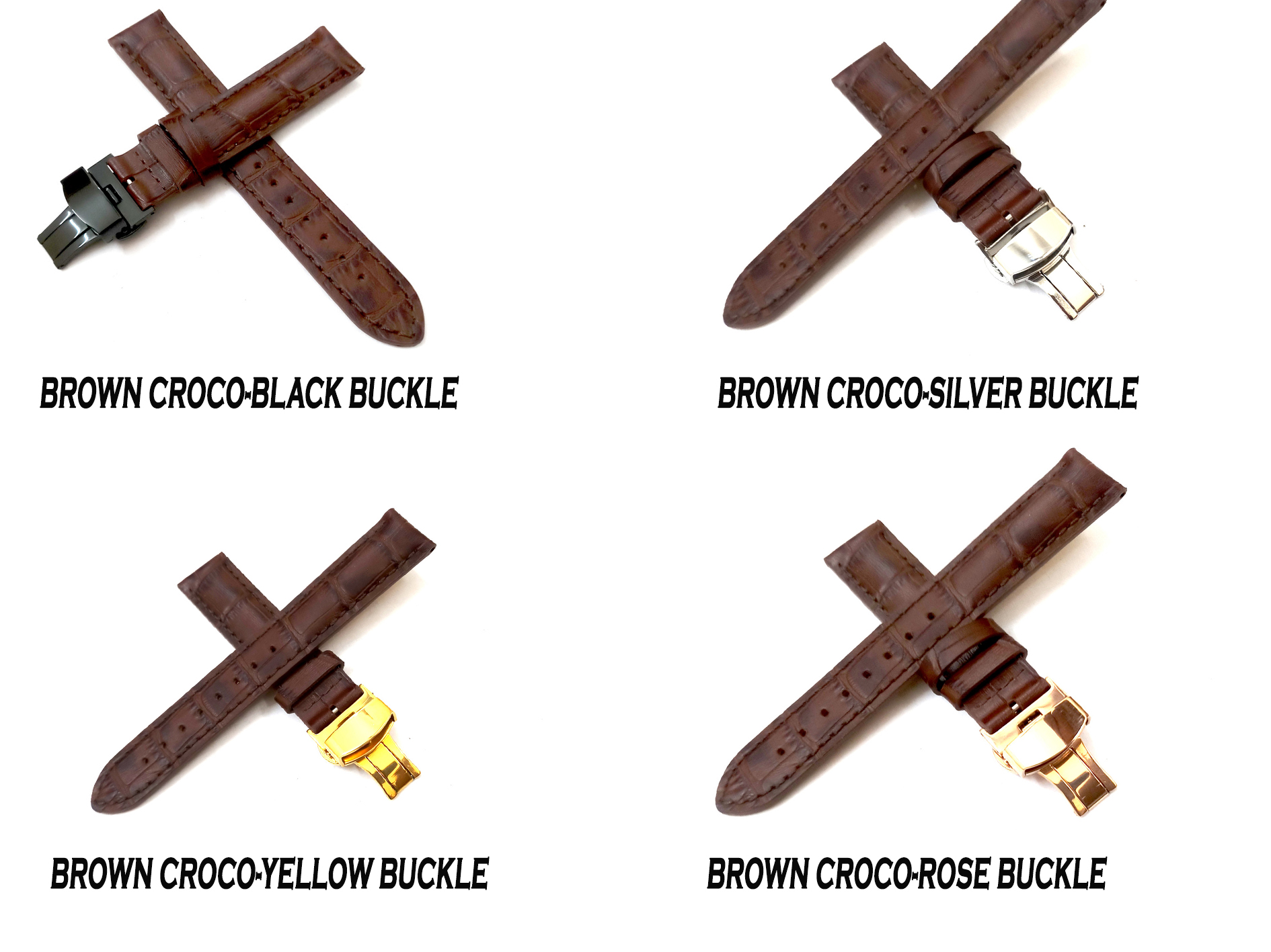 18mm 20mm 22mm 24mm Dark Brown Watch Band Strap With Deployment Buckle