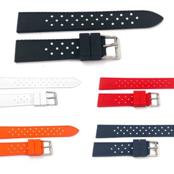 18mm 20mm 22mm Waterproof Replacement Silicone Rubber Black White Red Orange Blue Watch Band Strap With Silver Buckle