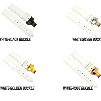 18mm 20mm 22mm 24mm White Watch Band Strap With Deployment Buckle