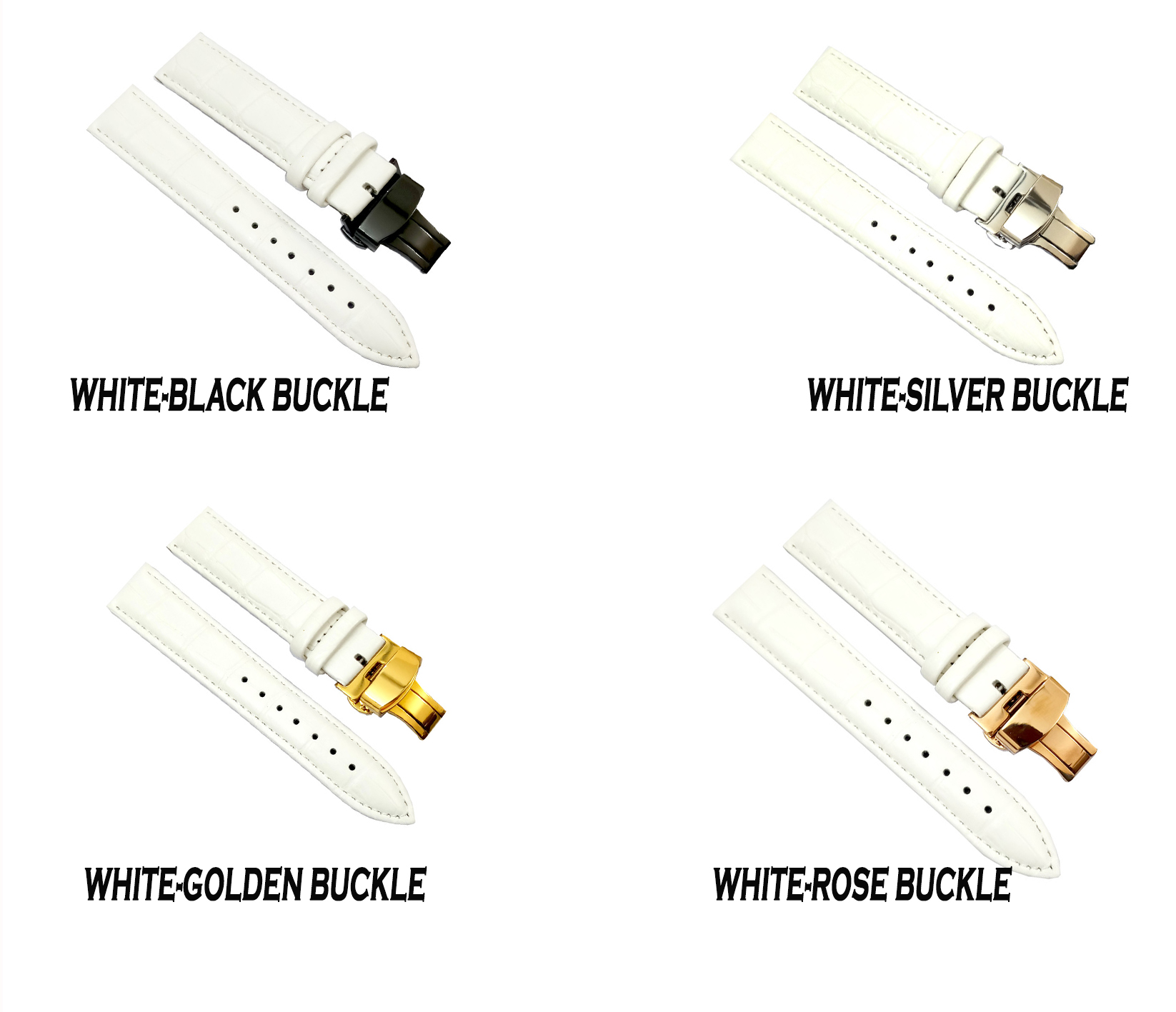 18mm 20mm 22mm 24mm White Watch Band Strap With Deployment Buckle