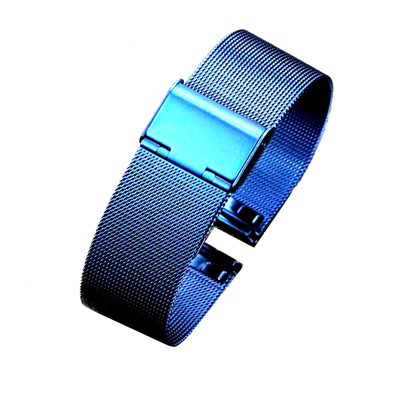 24mm Stainless Steel Blue Interchangeble Watchband Strap Mesh Bracelet Adjustable Metal Strap