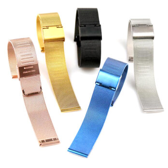 12mm 14mm 16mm 18mm 20mm 22mm 24mm Stainless Steel Black Silver Blue Golden Pink Rose Gold Dark Brown Interchangeble Watchband Strap Mesh Bracelet Adjustable Metal Strap