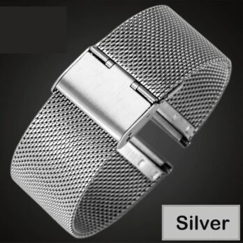 18mm Stainless Steel Silver Interchangeble Watchband Strap Mesh Bracelet Adjustable Metal Strap
