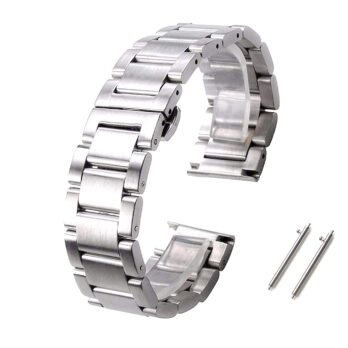 Replacement 18mm Stainless Steel Quick Release Silver Matte Finish Metal Ceramic Bracelet Watch Band Strap With Butterfly Buckle