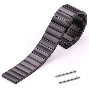 Replacement 22mm Quick Release Stainless Steel Metalic Bracelet Black Watch Band Strap