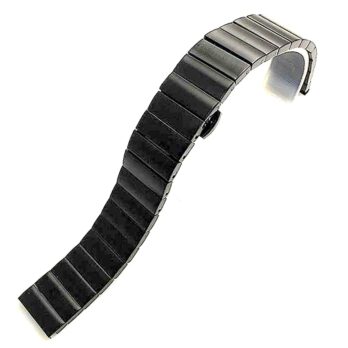 Replacement 22mm Quick Release Stainless Steel Metalic Bracelet Black Watch Band Strap