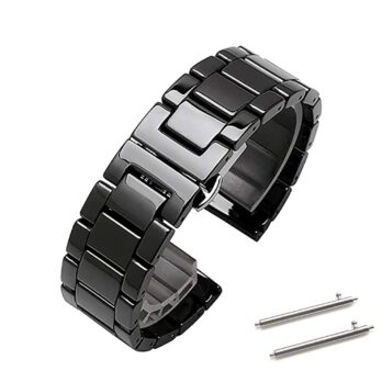 Replacement 22mm Black Ceramic Stainless Steel Bracelet Watch Band Wrist Strap Straight End