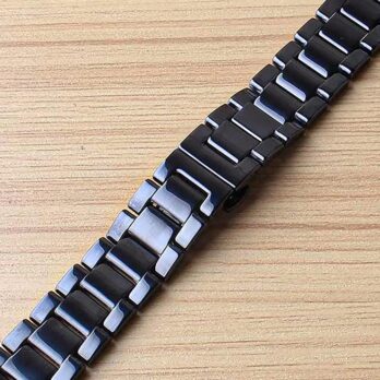 Replacement 22mm Black Ceramic Stainless Steel Bracelet Watch Band Wrist Strap Straight End