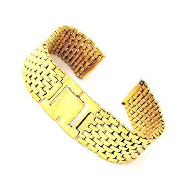 Replacement 18mm Stainless Steel Golden Polished Metal Bracelet Watch Band Strap