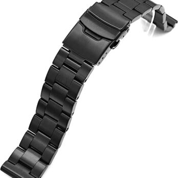 Replacement 18mm Black Jubilee Stainless Steel Bracelet Watch Band Strap Straight End