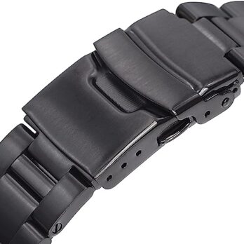 Replacement 18mm Black Jubilee Stainless Steel Bracelet Watch Band Strap Straight End