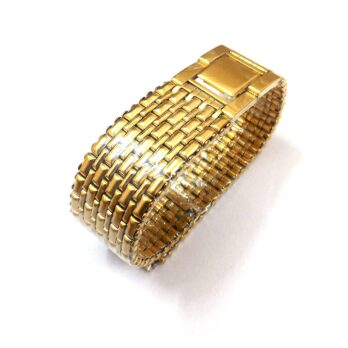 Replacement 18mm Stainless Steel Golden Metal Polished Bracelet Watch Band Strap