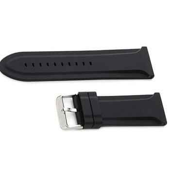EWatchAccessories 28mm 30mm Black Silicone Rubber Watch Band Strap with Silver Stainless Steel Buckle Clasp Waterproof Quality