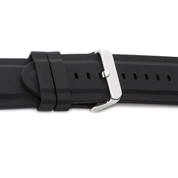 EWatchAccessories 28mm 30mm Black Silicone Rubber Watch Band Strap with Silver Stainless Steel Buckle Clasp Waterproof Quality