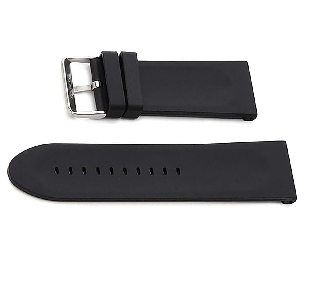 EWatchAccessories 28mm 30mm Black Silicone Rubber Watch Band Strap with Silver Stainless Steel Buckle Clasp Waterproof Quality - Image 3